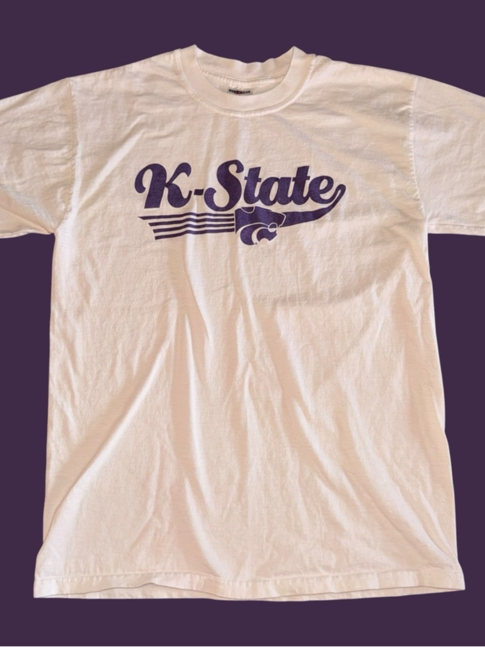 Vintage Kansas State Wildcats “Powercat” Logo Jerzees T Shirt Size M 100% Cotton
